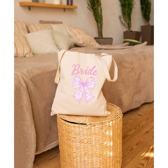 Pink Bow Bride Tote Bag - Picture 2 of 2